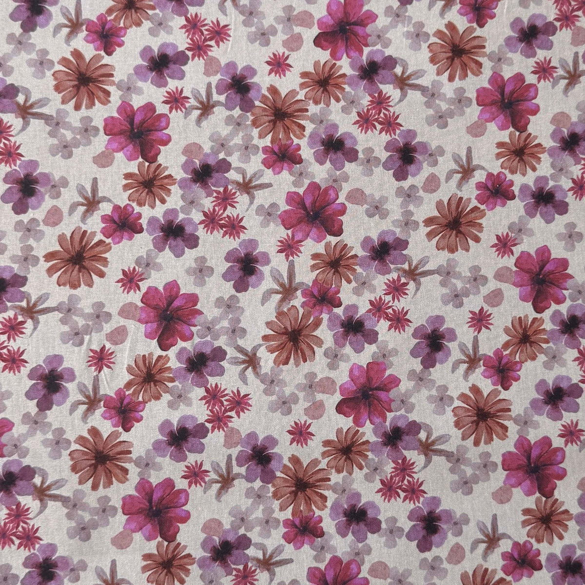 Coton imprimé  fleurs violettes pour confection de vos sac personnalisé certifié OEKO TEX