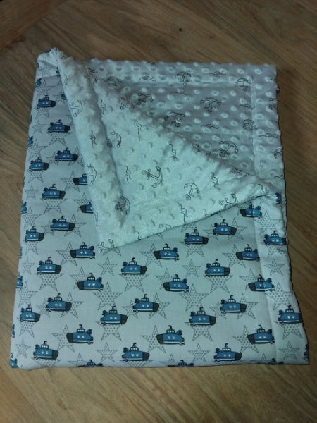 couverture bébé molletonné en minky et coton pour hiver aux motifs sous-marin