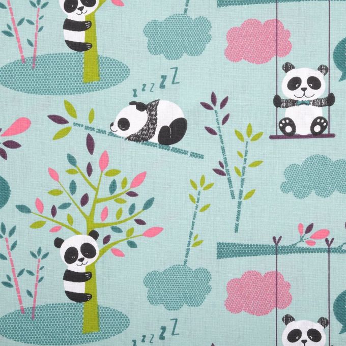 tissus  coton imprimé panda dans les arbres certifié OEKOTEX
