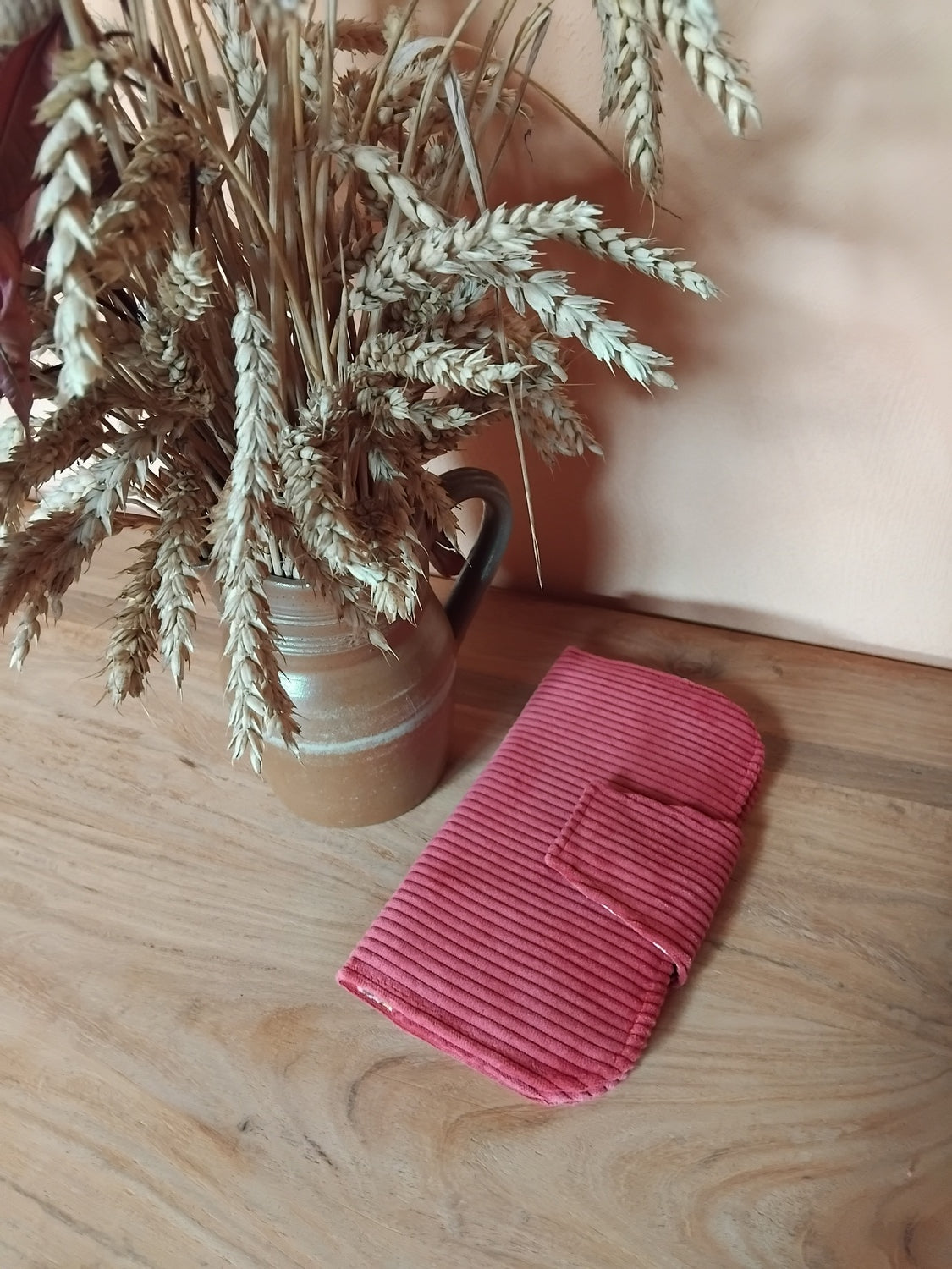 Portefeuille en velours framboise