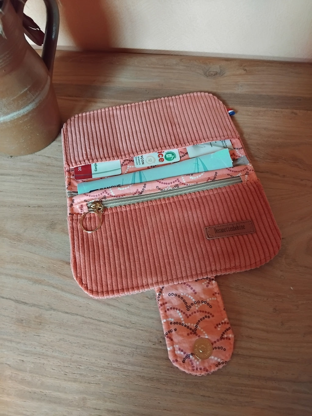 Portefeuille en velours Corail