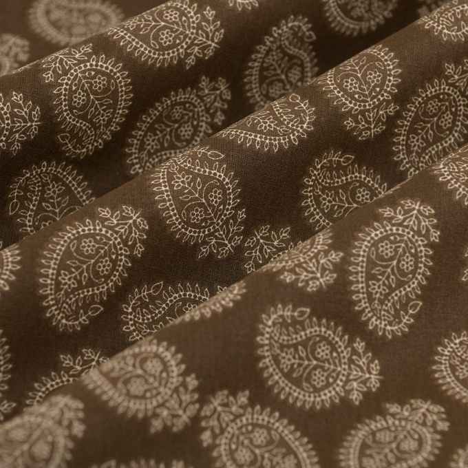 Coton imprimé motifs bandanas marron pour confection de vos sac personnalisé certifié OEKO TEX